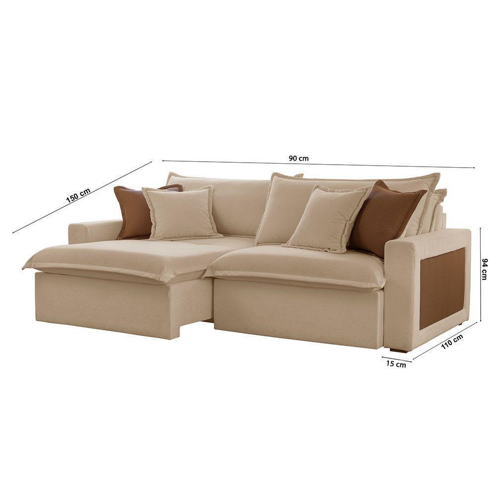 Sofá Dallas Linho Dois Módulos De 90cm B15 Meu Sofá Online A226 Linho Bege - 6
