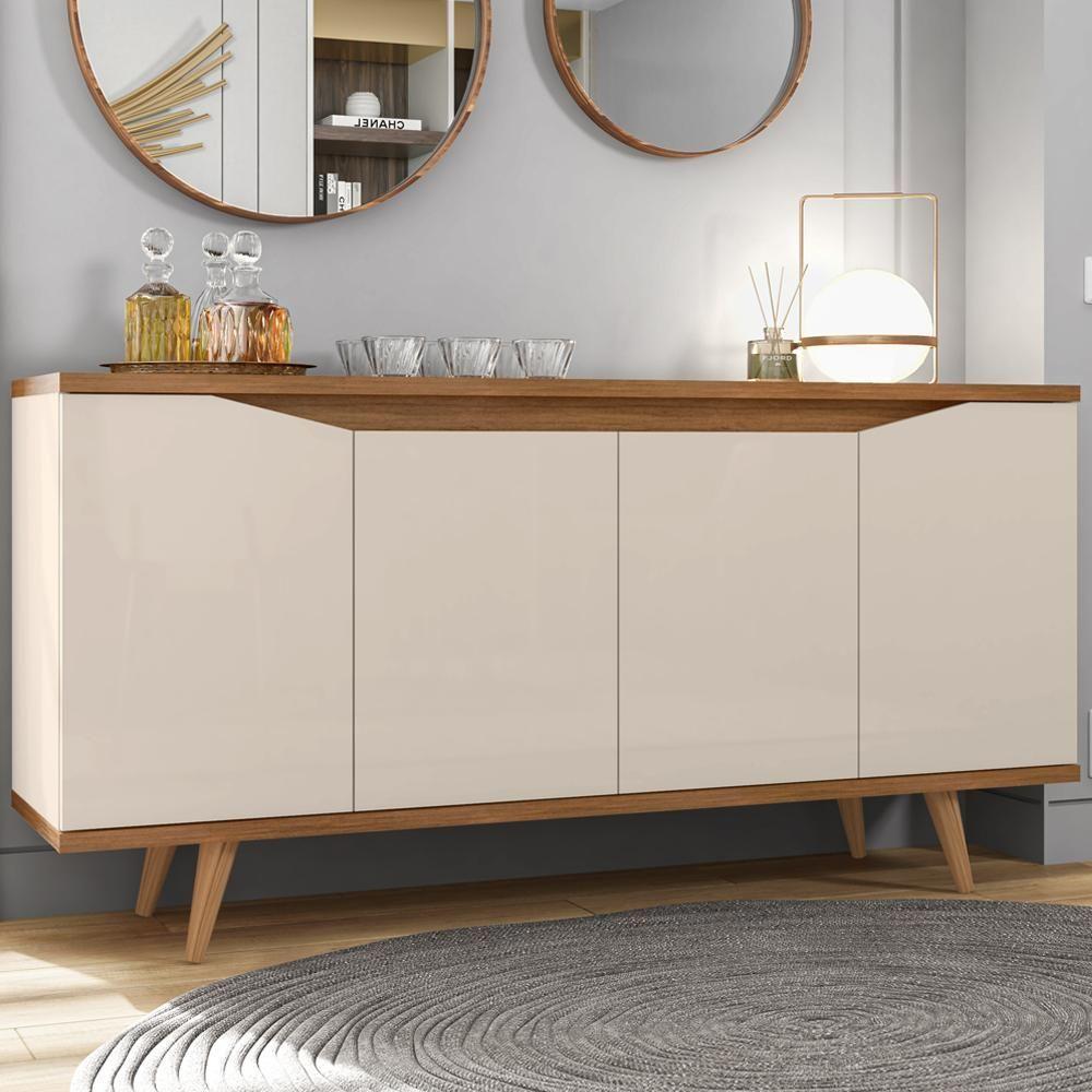 Balcao Buffet 50454 Pes Madeira 160cm Off White Cedro Dcasa - 2
