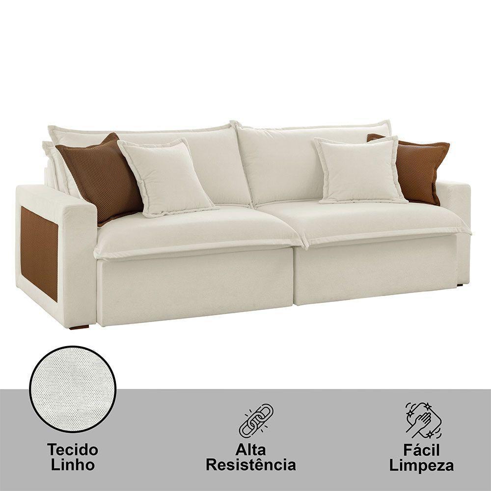 Sofá Dallas Linho Dois Módulos De 90cm B15 Meu Sofá Online A302 Linho Branco - 4