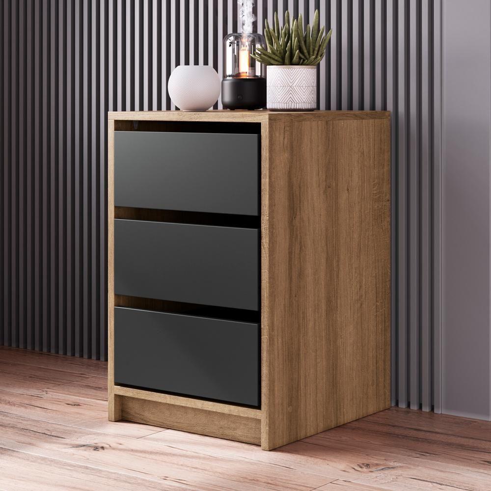 Kit 2 Gaveteiros Para Escritorio 36 Cm 3 Gavetas P1045 Mell Grafite Pp Milani Store - 2