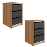 Kit 2 Gaveteiros Para Escritorio 36 Cm 3 Gavetas P1045 Mell Grafite Pp Milani Store - 1