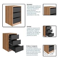 Kit 2 Gaveteiros Para Escritorio 36 Cm 3 Gavetas P1045 Mell Grafite Pp Milani Store - 5