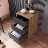 Gaveteiro Para Escritorio 36 Cm 3 Gavetas P1045 Mell Grafite Pp Milani Store - 2