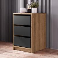 Gaveteiro Para Escritorio 36 Cm 3 Gavetas P1045 Mell Grafite Pp Milani Store - 3