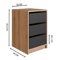 Gaveteiro Para Escritorio 36 Cm 3 Gavetas P1045 Mell Grafite Pp Milani Store