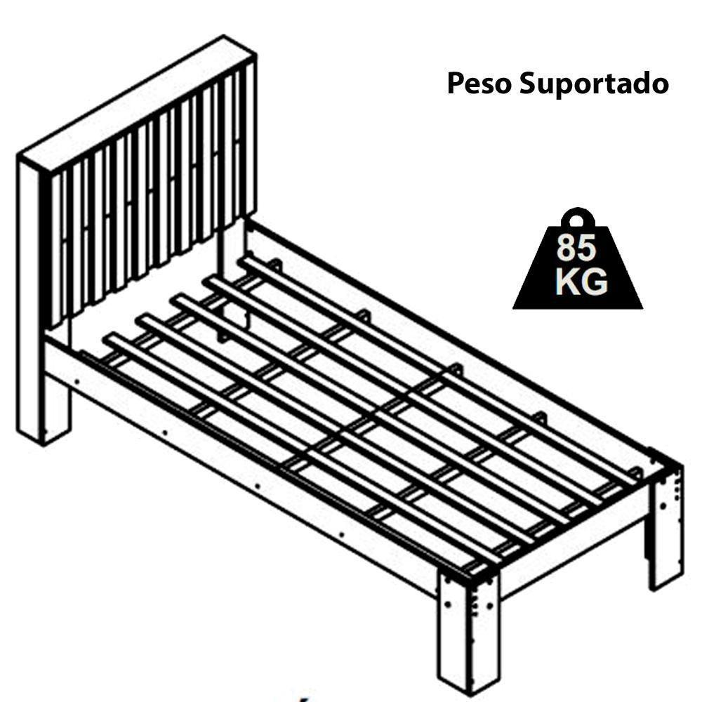 Cama Solteiro Cabeceira Ripada 108x206cm Branco Mel Proddy - 5