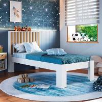 Cama Solteiro Cabeceira Ripada 108x206cm Branco Mel Proddy - 2