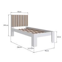 Cama Solteiro Cabeceira Ripada 108x206cm Branco Mel Proddy