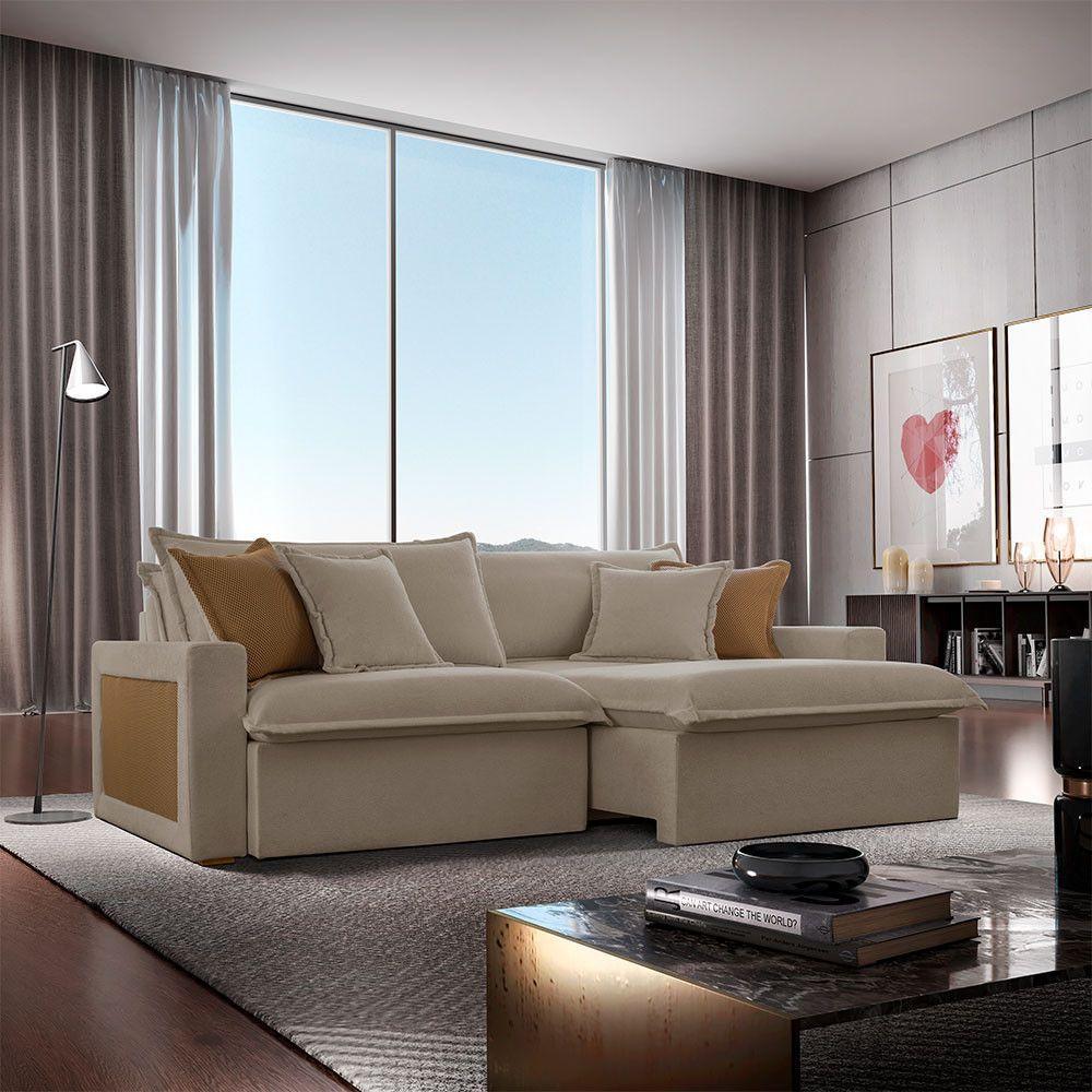 Sofá Dallas Veludo Dois Módulos De 80cm B15 Meu Sofá Online B002 Veludo Capuccino - 1
