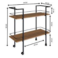 Carrinho Bar Industrial Com Rodizios P1036 Mell Preto Pp Milani Store Mell - 3