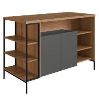 Mesa Ilha Gourmet 131 Cm 2 Portas P1035 Grafite Mell Pp Milani Store - 1