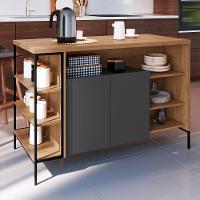 Mesa Ilha Gourmet 131 Cm 2 Portas P1035 Grafite Mell Pp Milani Store - 2