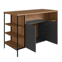 Mesa Ilha Gourmet 131 Cm 2 Portas P1035 Grafite Mell Pp Milani Store - 7