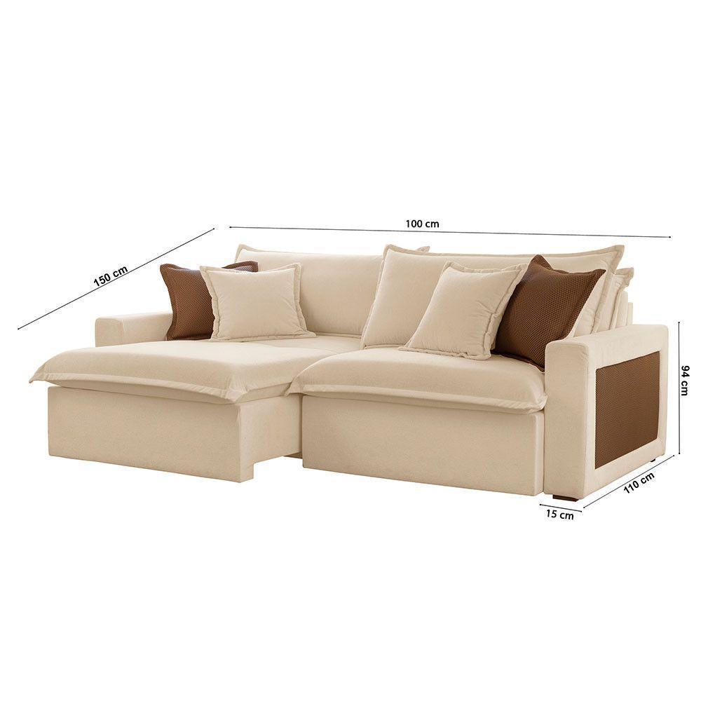Sofá Dallas Linho Dois Módulos De 100cm B15 Meu Sofá Online A294 Linho Creme - 6