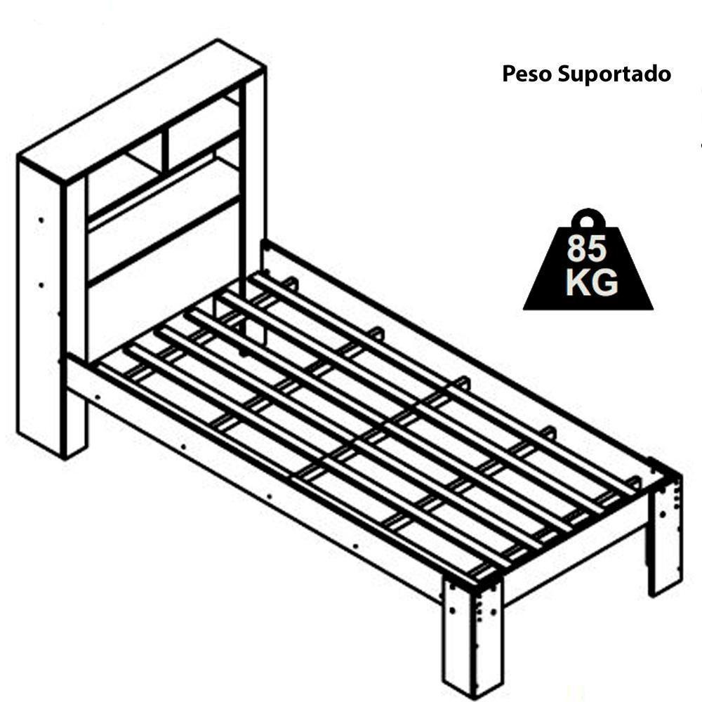 Cama Solteiro Com Cabeceira Funcional 111x214cm Branco Proddy - 5