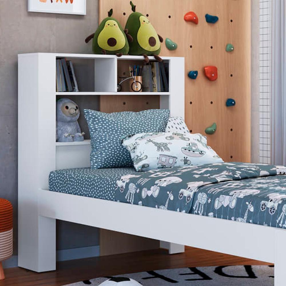 Cama Solteiro Com Cabeceira Funcional 111x214cm Branco Proddy - 6