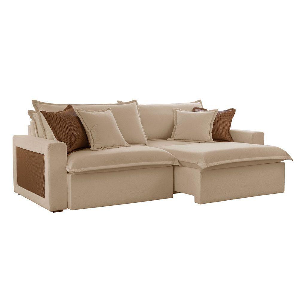 Sofá Dallas Linho Dois Módulos De 100cm B15 Meu Sofá Online A226 Linho Bege - 5