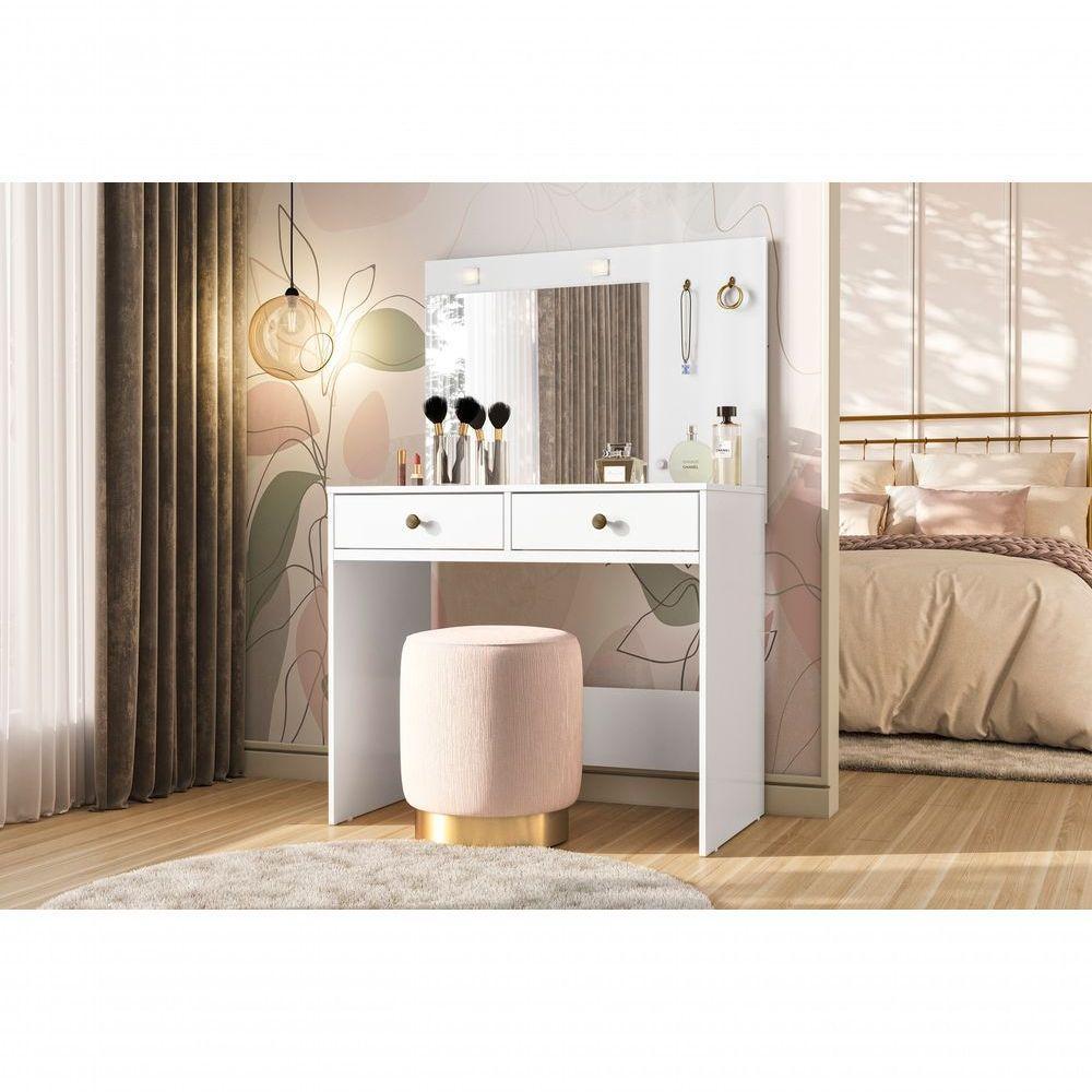 Penteadeira Camarim Ideal Com Espelho E Leds 2 Gavetas Moval - 1