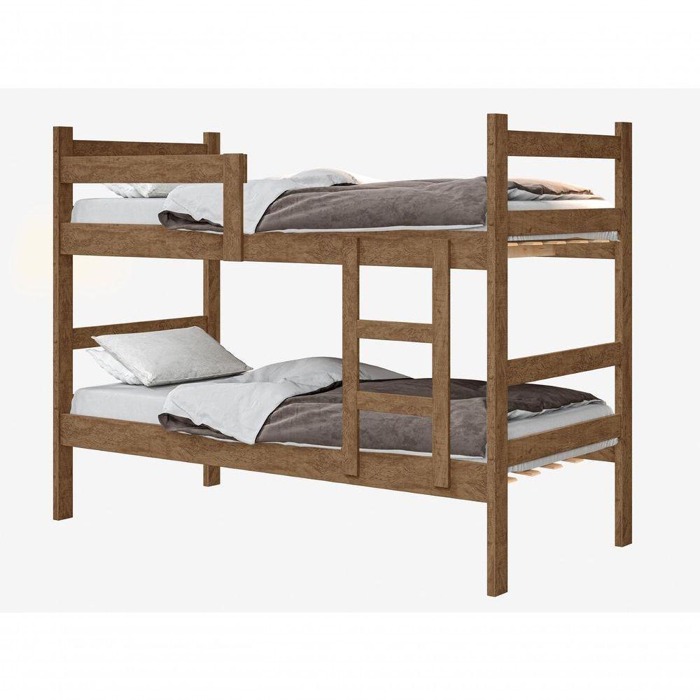 Beliche Porto Gabrielli 100% MDF Com Escada Castanho Vira 2 Camas Solteiro + 2 Colchão Solteiro - 3