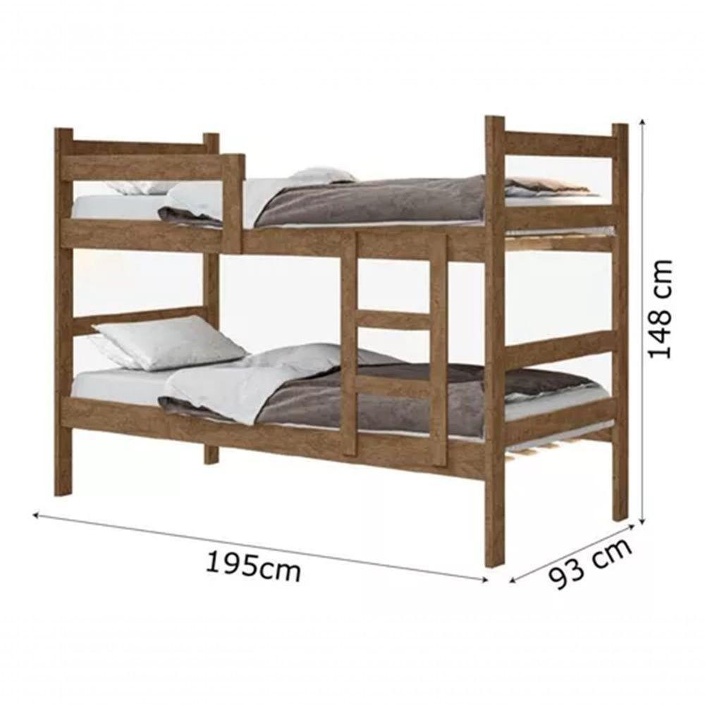 Beliche Porto Gabrielli 100% MDF Com Escada Castanho Vira 2 Camas Solteiro + 2 Colchão Solteiro - 6