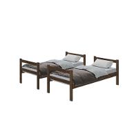 Beliche Porto Gabrielli 100% MDF Com Escada Castanho Vira 2 Camas Solteiro + 2 Colchão Solteiro