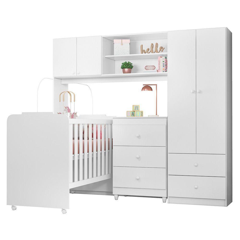 Quarto Bebe Sophia 100% MDF Berço Rodizio Cômoda roupeiro - 1