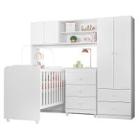 Quarto Bebe Sophia 100% MDF Berço Rodizio Cômoda roupeiro - 1