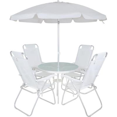 Conjunto Noronha Branco Com Mesa 4 Cadeiras E Guarda Sol Bel