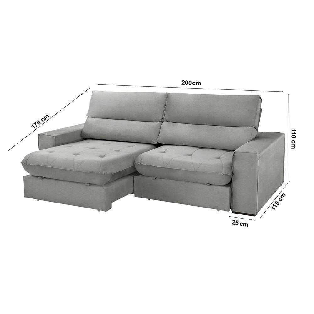 Sofá Aspem Linho 02 Módulos De 100m B25cm Meu Sofá Online A230 Linho Cinza - 5