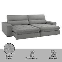 Sofá Aspem Linho 02 Módulos De 100m B25cm Meu Sofá Online A230 Linho Cinza - 3