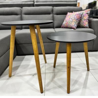 Conjunto Mesa Centro Pé Palito Madeira Preto Fabrica 1 - Fabrica 1 Móveis