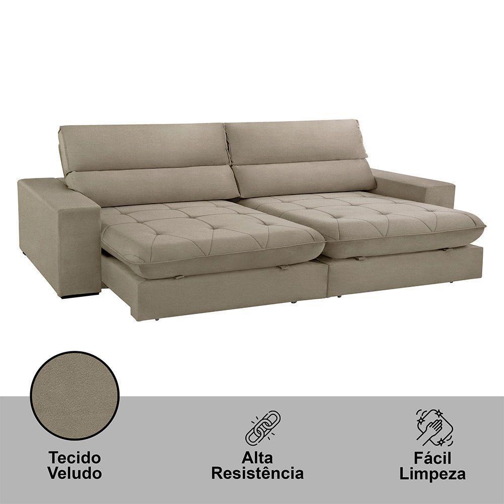 Sofá Aspem Veludo 02 Módulos De 120cm B25cm Meu Sofá Online B002 Veludo Capuccino - 3