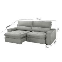 Sofá Aspem Linho 02 Módulos De 80cm B25cm Meu Sofá Online A230 Linho Cinza - 6