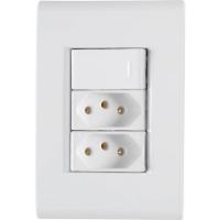 Conjunto 4 X 2 Com 1 Interruptor Simples 10a 250v E 2 Tomadas 2p+t 10a 250v Liz Branco Tramontina - 1