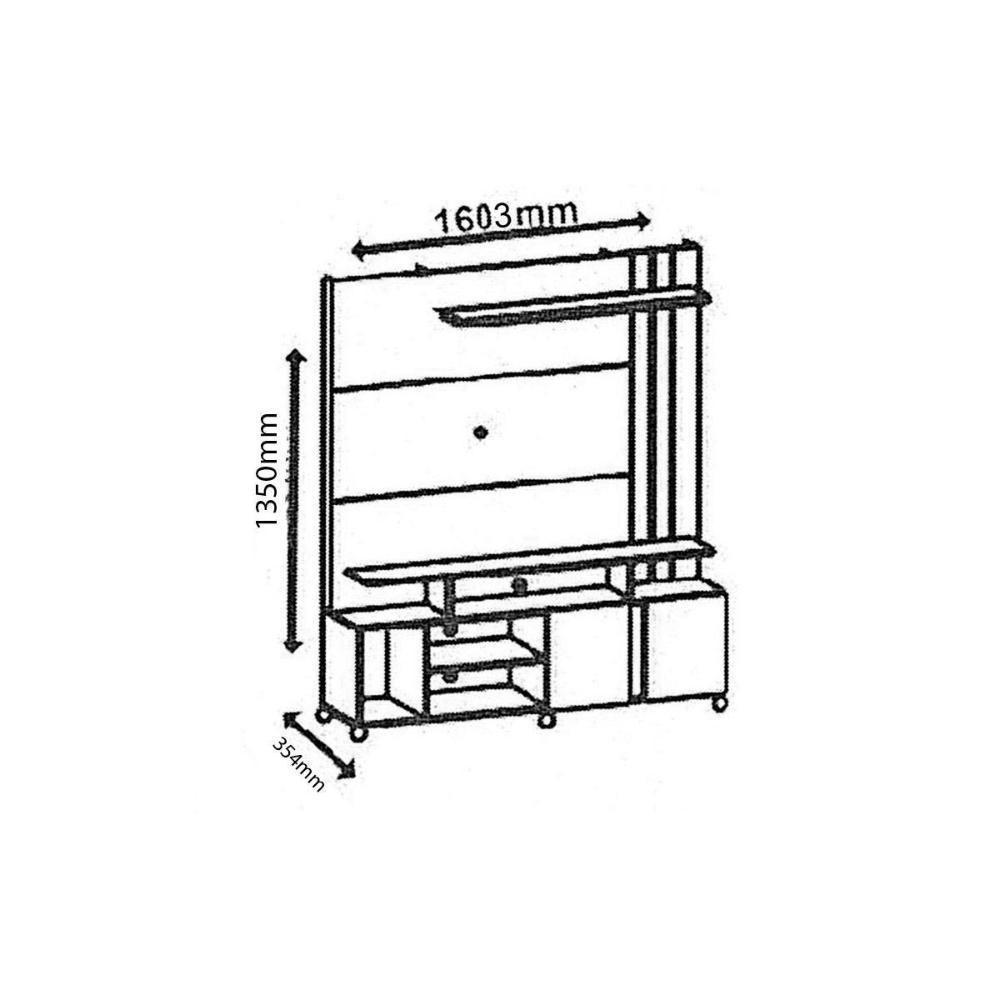 Estante p/ Sala até 55 Pol Valência c/ 2 Portas e Rodízios 160x182cm Off White/Cinamomo - Permóbili - 3