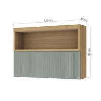 Armário Aéreo Cozinha Modulado Marquesa c/ 1 Porta Basculante Ripada e Nicho 120cm Nature - Nesher - 2