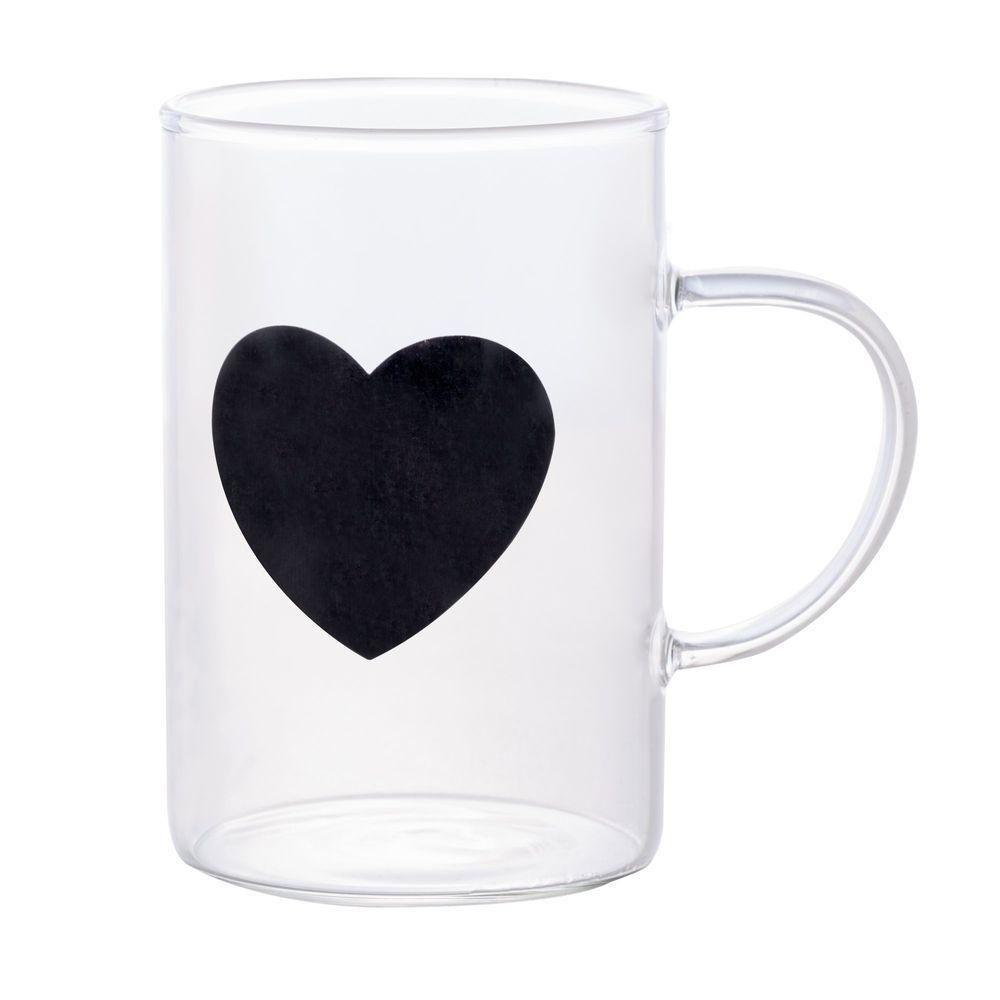 Conjunto Com 06 Canecas Black Heart 280ml Em Vidro Borossilicato 2951- Lyor - 1