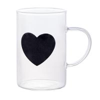 Conjunto Com 06 Canecas Black Heart 280ml Em Vidro Borossilicato 2951- Lyor - 1