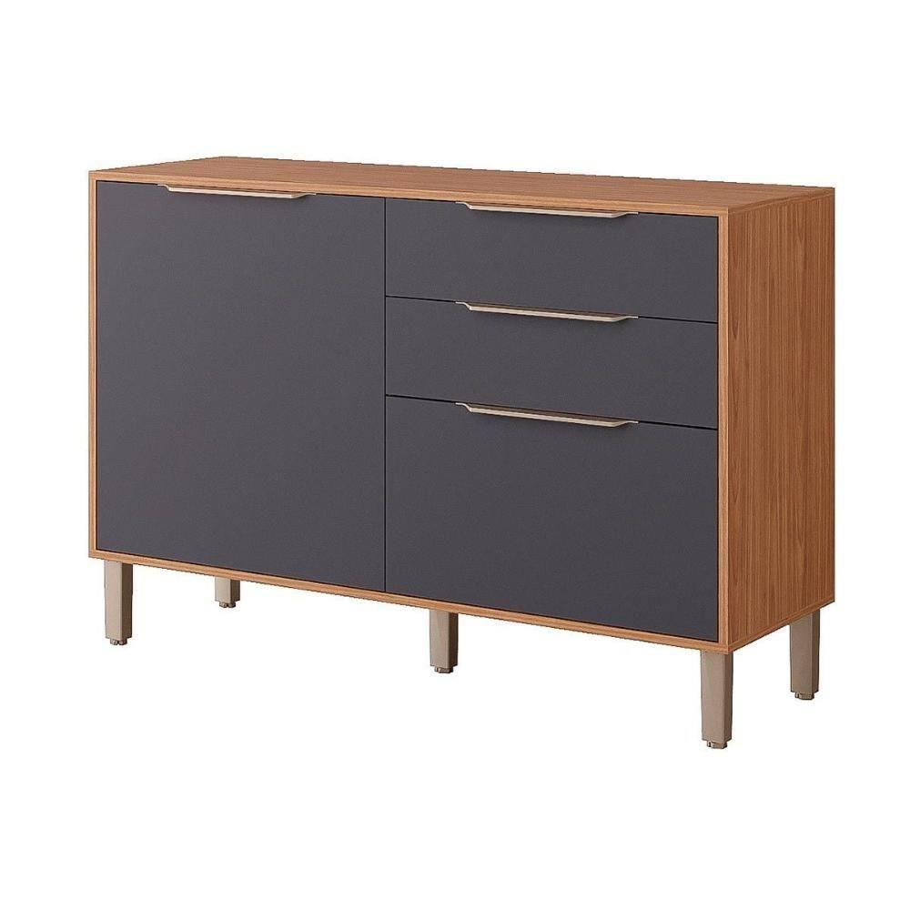 Módulo Cozinha MGM Divina Balcão c/ Tampo c/ 2 Portas e 2 Gavetas 120 cm Freijo/Titanium-MGM - 1