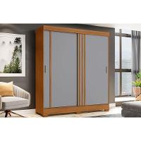 Guarda Roupa 2 Portas de Correr e 2 Gavetas c/ Pés Briz B353 Flex Nature/Off White ou Cinza - Henn - 1