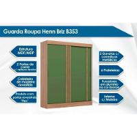 Guarda Roupas 2 Portas de Correr e 2 Gavetas Briz B353 Flex Nature/Off White ou Cinza - Henn