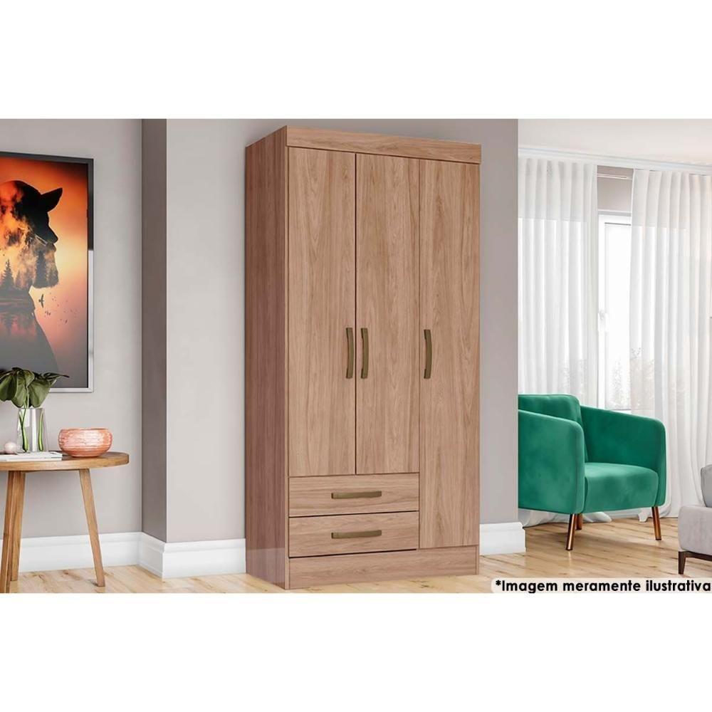 Guarda Roupa Casal 3 Portas e 2 Gavetas Briz BE16 Jequitibá - Henn - 1