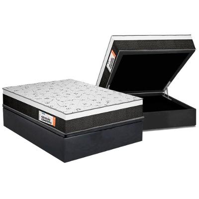 Cama Box Baú Queen: Colchão Ortopédico Plumatex Falcon Ultra Firme + Base CRC Suede Gray (158x198)