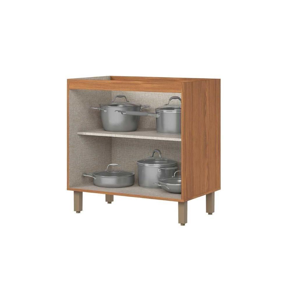 Balcão Cozinha p/ Cooktop Requinte c/ 2 Portas s/Tampo 80cm Nature/Areia - Henn - 4