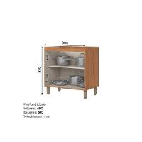 Balcão de Cozinha Modulado Requinte c/ 2 Portas s/Tampo 80cm Nature/Areia - Henn - 3