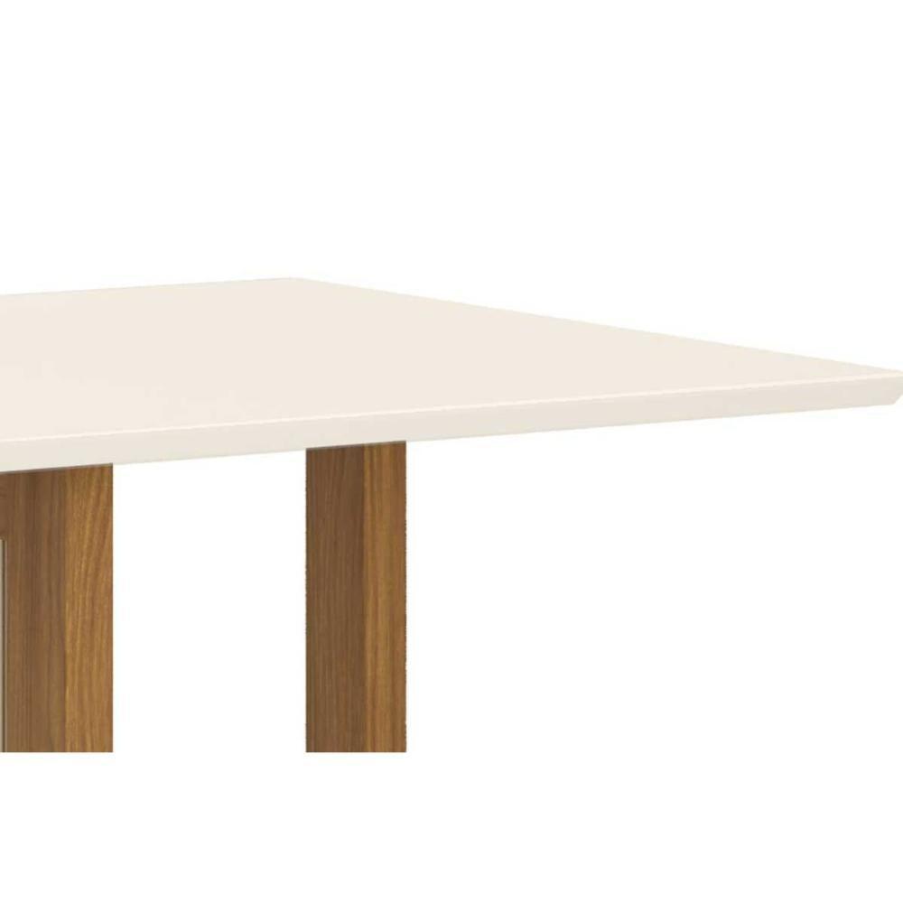 Sala de Jantar Completa Natalí c/ Tampo Madeirado c/ Vidro Curvo 120x80cm e 4 Cadeiras Malu Nature/Linho - Henn - 4