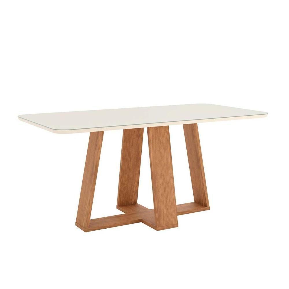 Sala de Jantar Completa Lins c/ Tampo Madeirado c/ Vidro Curvo 180x90cm e 6 Cadeiras Malu Nature/Veludo Light Linho - Henn - 8