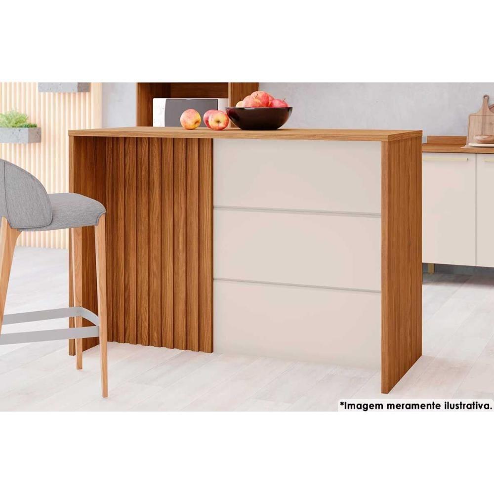 Balcão Ilha Cozinha Gourmet Requinte Nature/Areia - Henn - 1