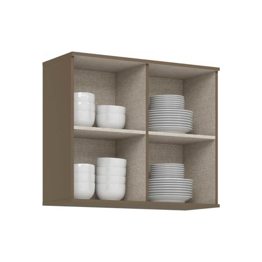 Armário Aéreo Cozinha Modulado p/ Connect c/ 2 Portas Ripadas 80cm Duna/Cristal - Henn - 4