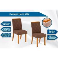 Sala de Jantar Completa Orus c/ Tampo Madeirado 120x80cm e 4 Cadeiras Vita Nature/Off White - Suede Marrom - Henn - 2